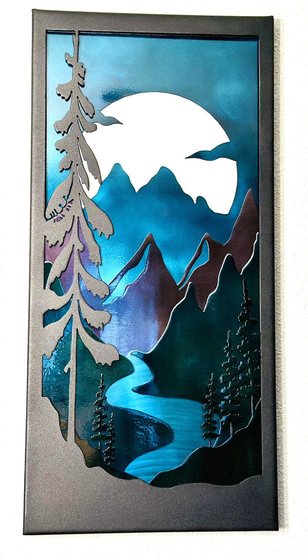Mountain Stream Layered Metal Art Multi Color