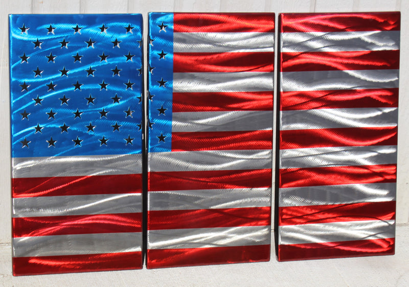 American Flag Metal Wall Art 3 Panel