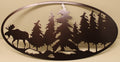 Moose and Forest Oval Scene Metal Wall Art