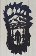 Bigfoot and Mountains in Foot Metal Wall Art