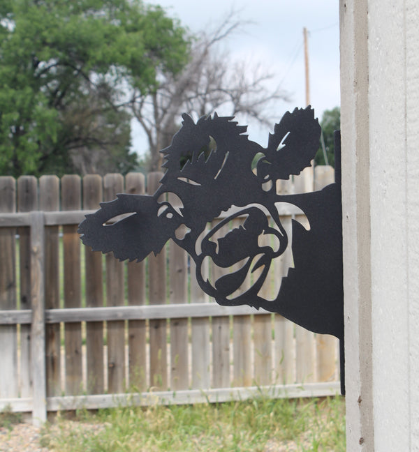 Peeking Cow Metal Wall Art