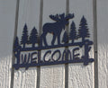 Moose Welcome Sign Metal Wall Art