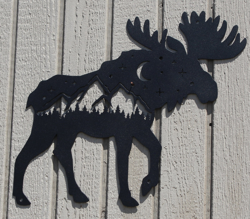 Moose with Stars Metal Wall Art