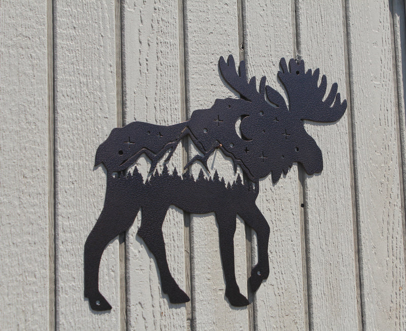Moose with Stars Metal Wall Art