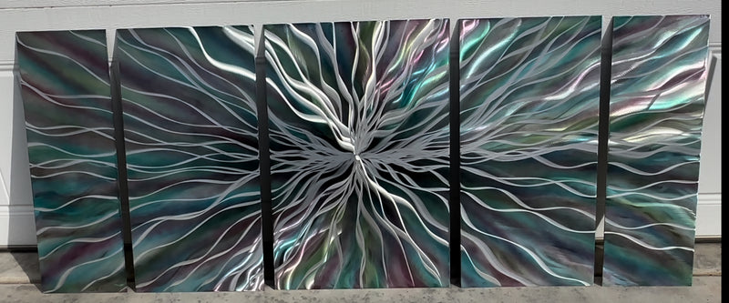 5 Panel Star Metal Wall Art Multi Color