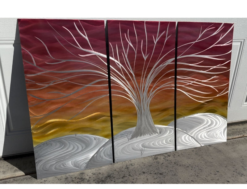3 Panel Tree Metal Wall Art