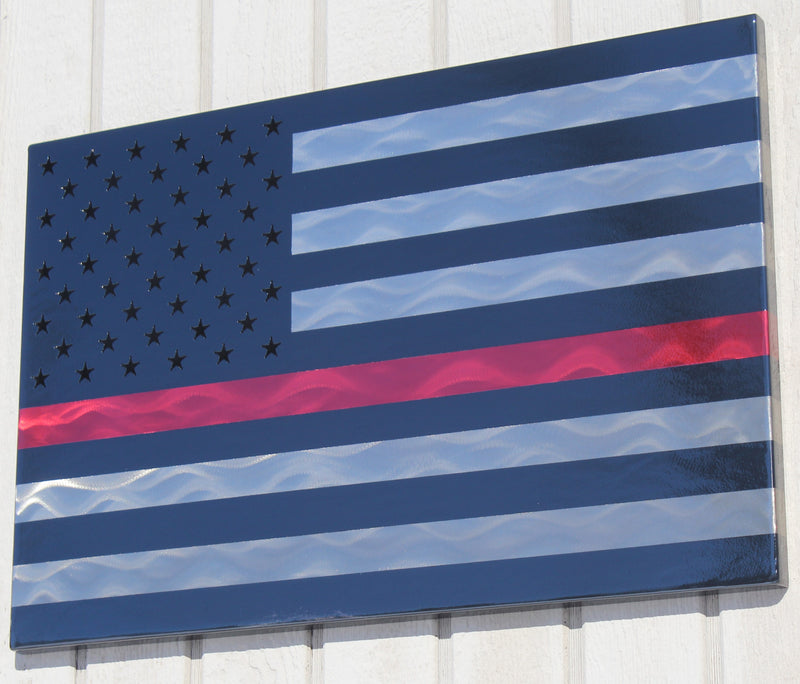 American Flag Thin Red Line Metal Wall Art Single Panel