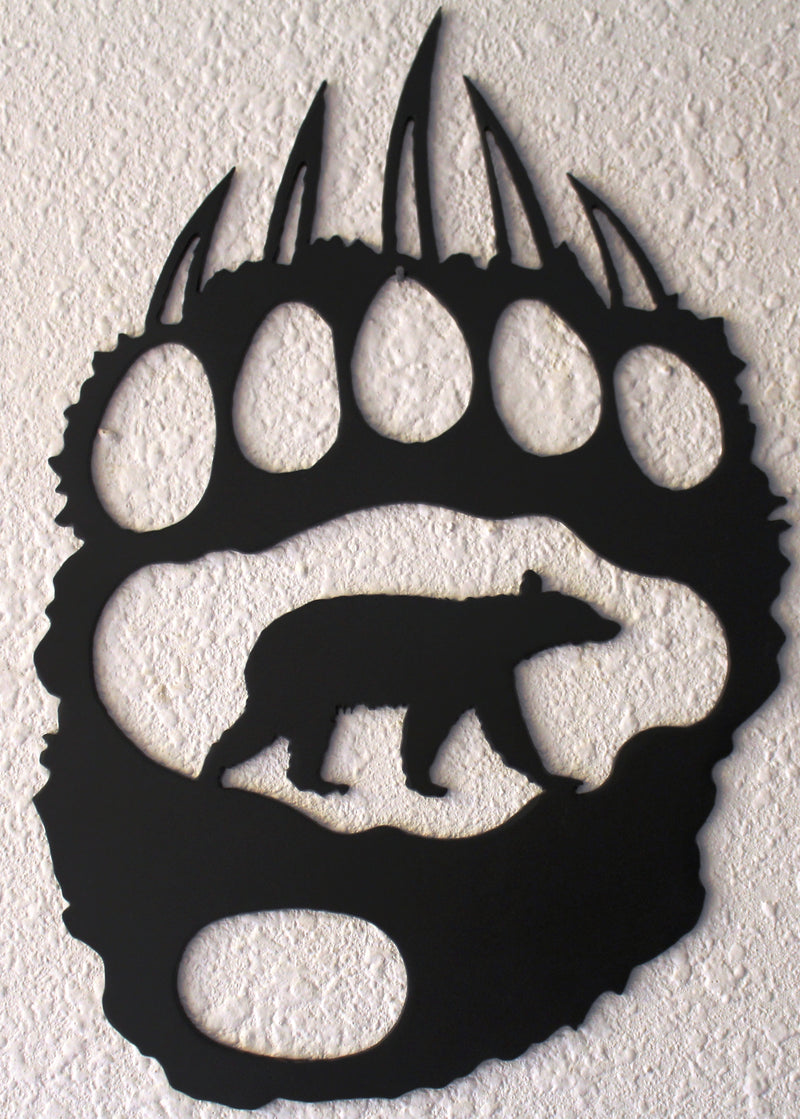 Bear Track with Bear Metal Wall Art