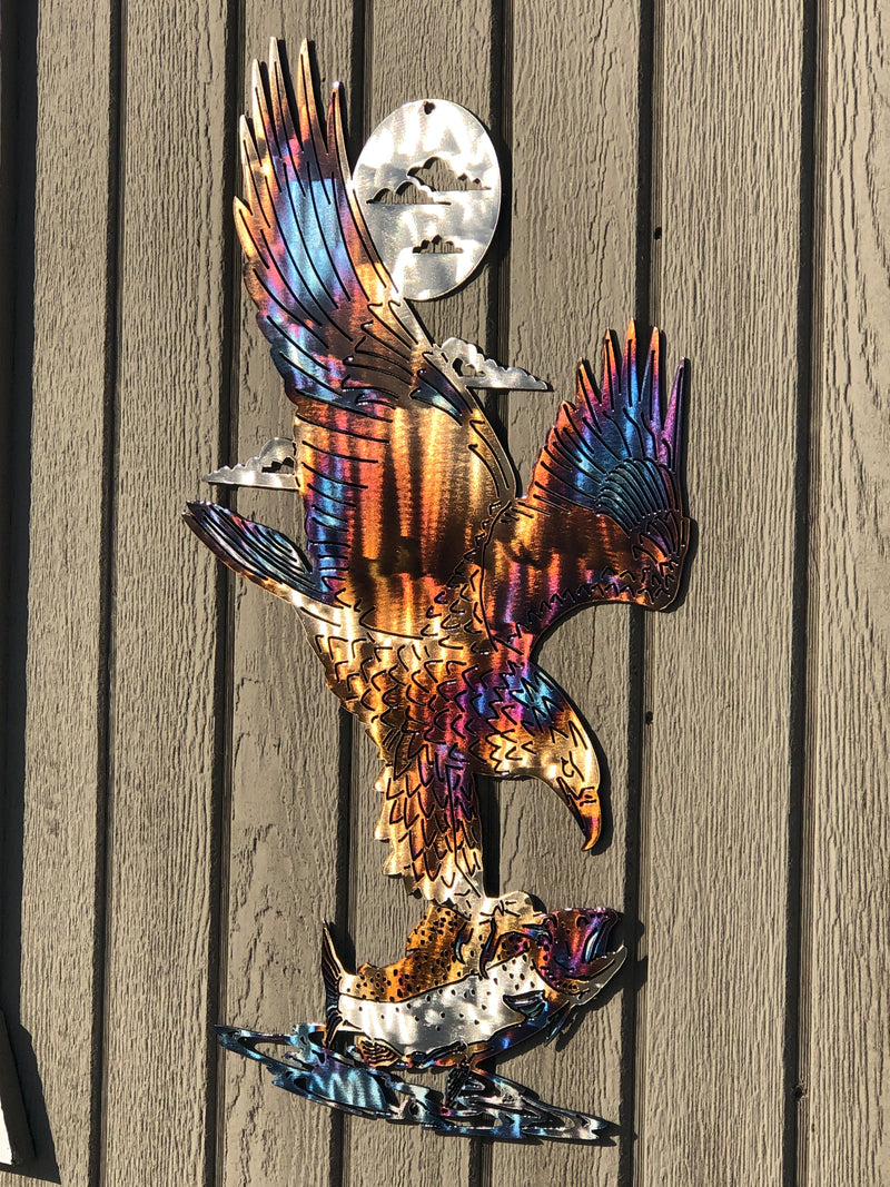 Eagle Fishing Metal Wall Art