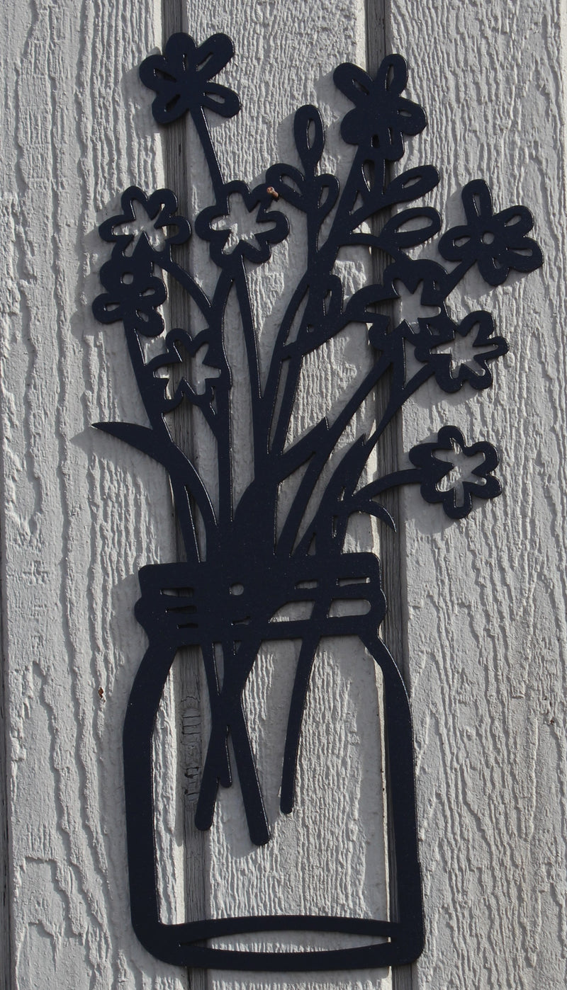 Flowers in Mason Jar Metal Wall Art