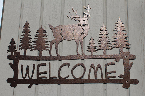 Deer and Trees Welcome Sign