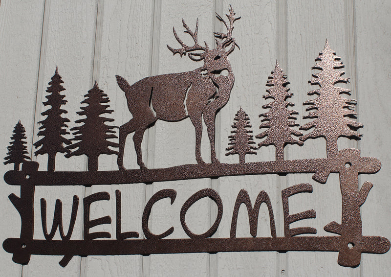Deer and Trees Welcome Sign