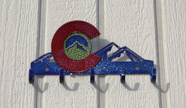 Colorado with Mountains Key Holder Metal Wall Art