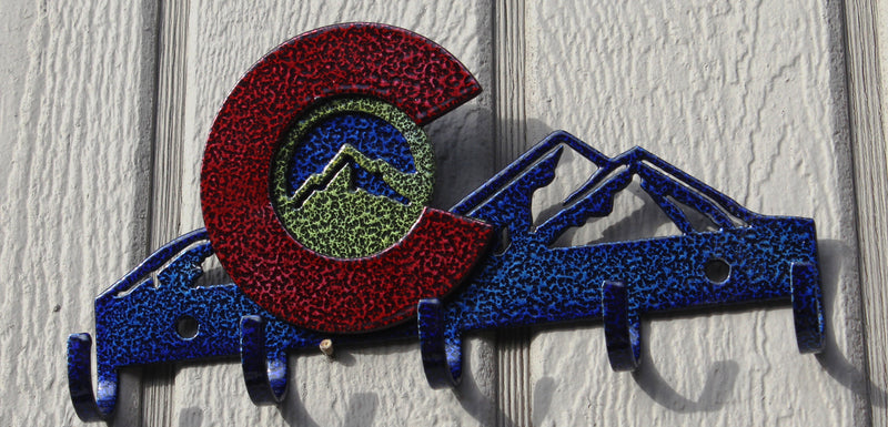 Colorado with Mountains Key Holder Metal Wall Art