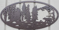 Bear and Forest Oval Scene Metal Wall Art