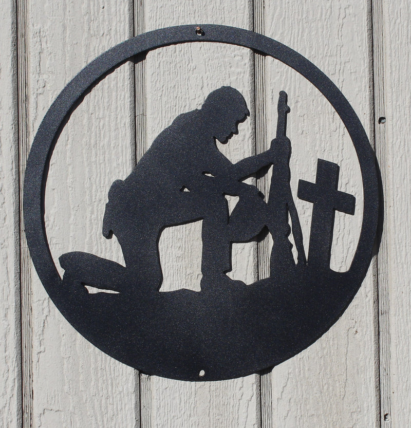 Soldier and Cross metal Wall Art
