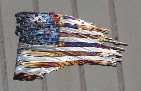 Tattered American Flag Metal Wall Art