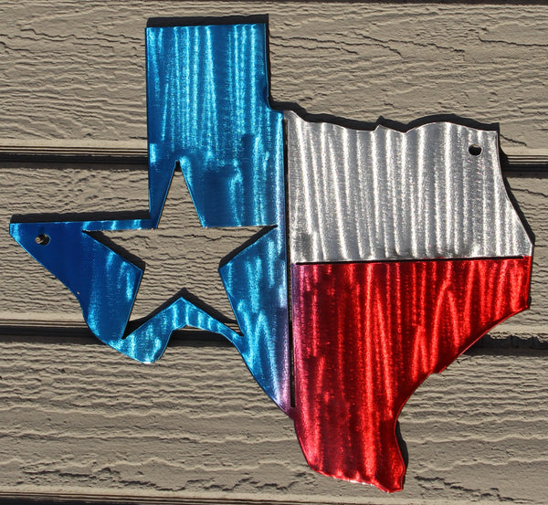 Texas with Texas Flag Metal Wall Art