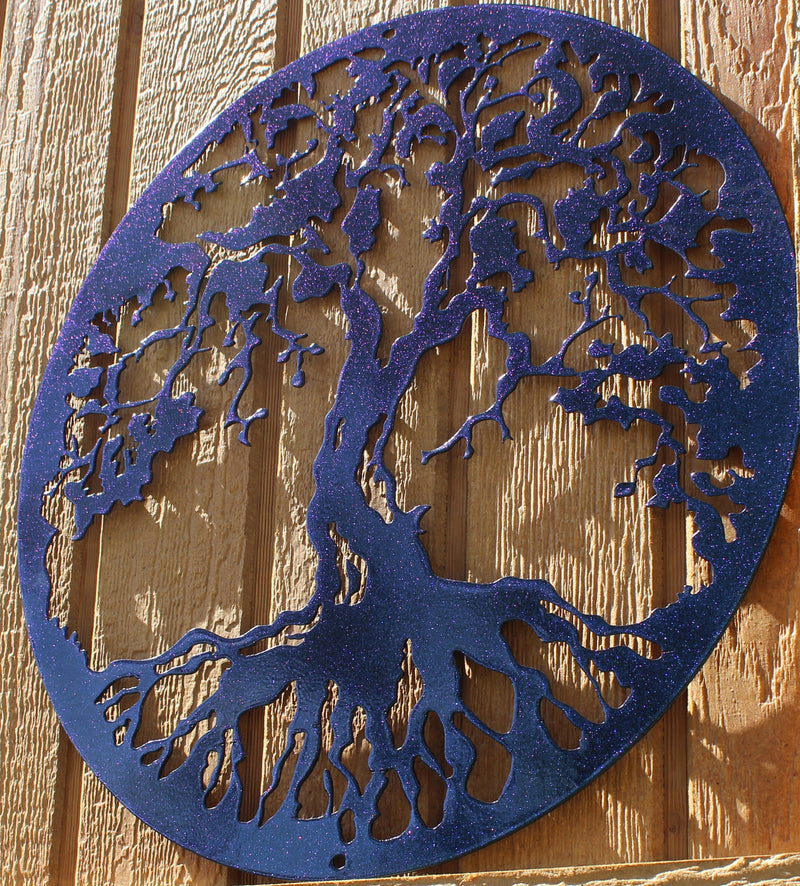 Tree of Life Metal Wall Art Chameleon Teal