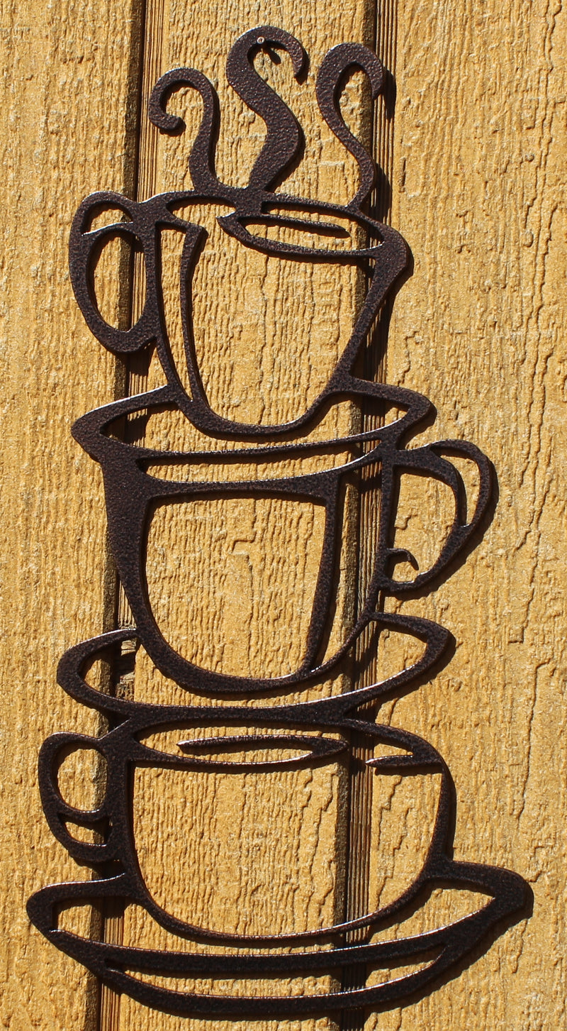 Coffee Cups Stack Metal Wall Art